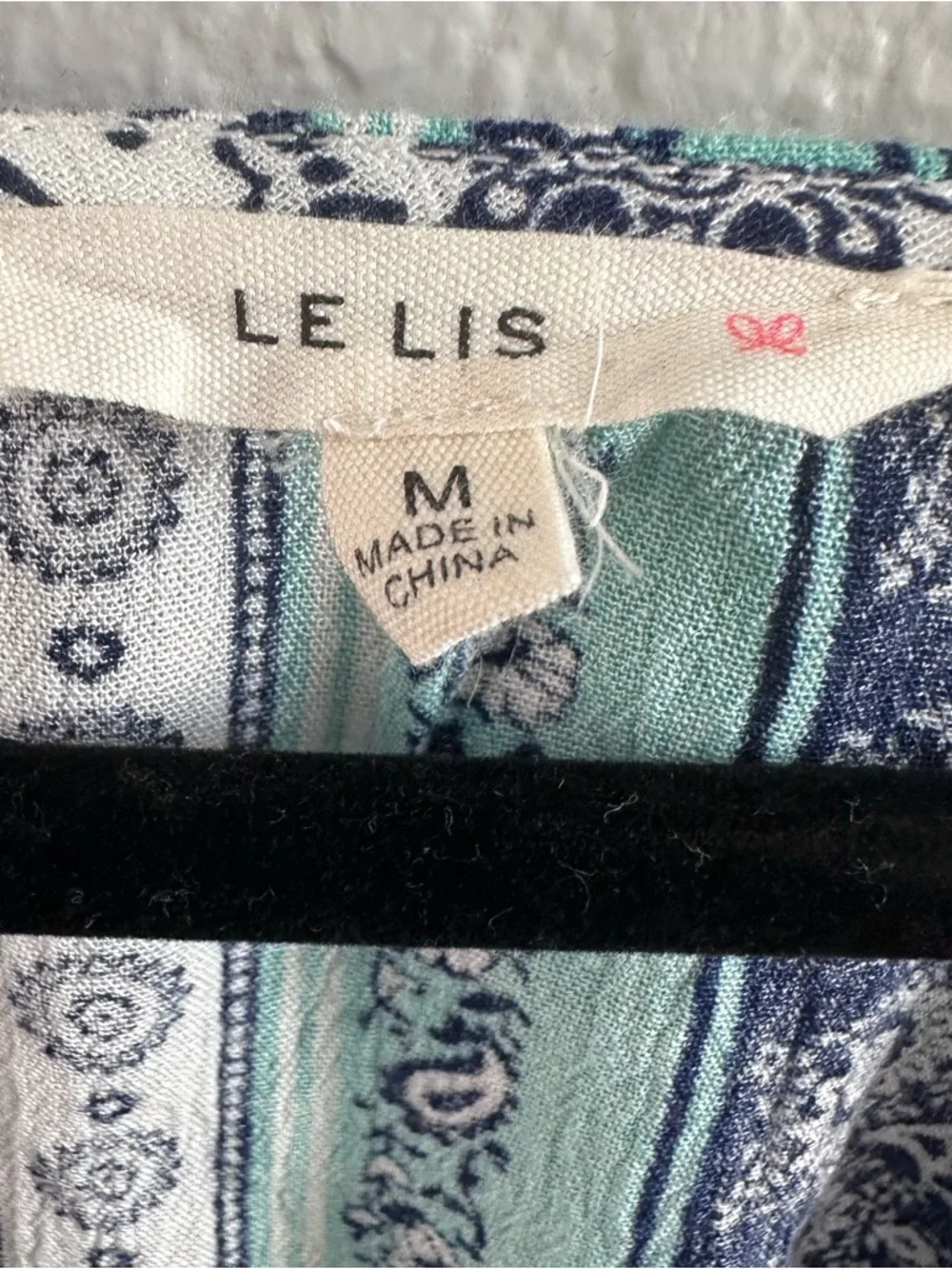 Le Lis Boho Tie Front Crop Top Medium Navy Teal Bell Sleeve - Picture 3 of 14